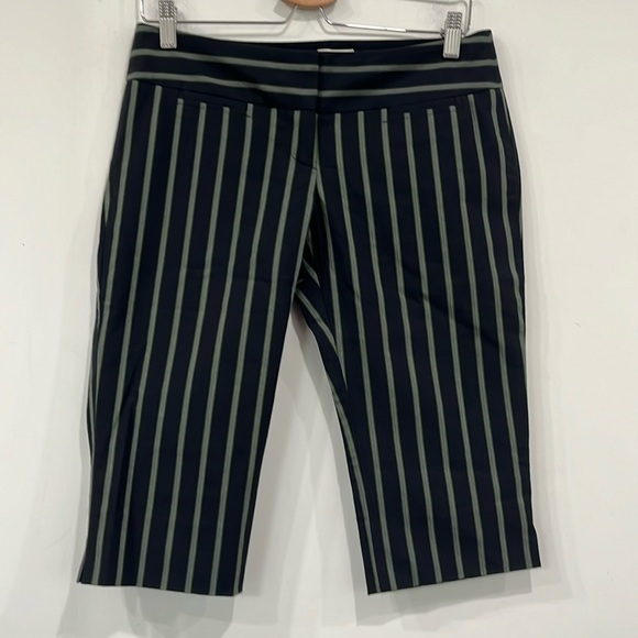 Diane Von Furstenberg Aisha Bermuda Cotton Striped Pant Black Green size 4 - Picture 1 of 10